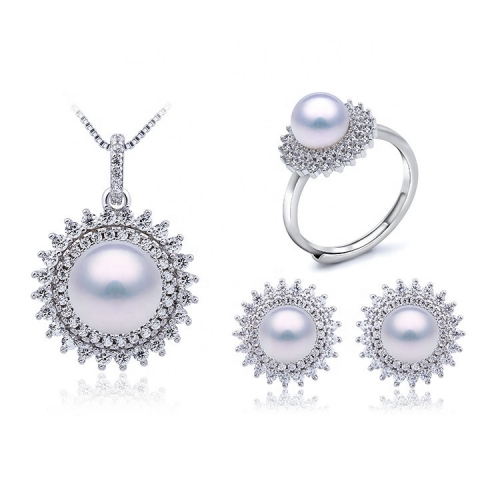 SSET231 Wedding Zircon Sterling Silver Pearl Jewelry Settings and Mountings