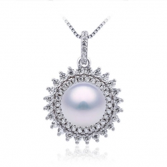 SSP231 Two Layer Zircons Surrounded Pendant Pearl Mounts 925 Sterling Silver