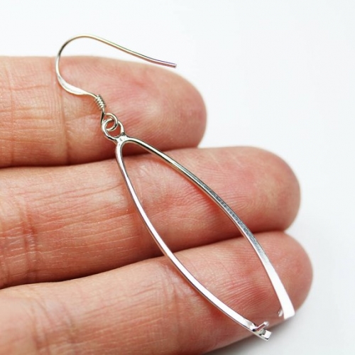 SSE99 Hook Earring Findings Fishhook with Pinch Bail 925 Sterling Silver