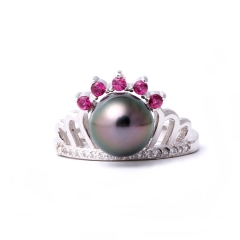 SSR21 Purple Zircon Crown S925 Sterling Silver Pearl Ring Mounting