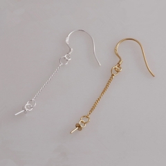 SSE88 Ear Line Sterling Silver 925 Earring Hooks Findings with Chain