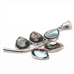 MOP134 Floral Shape Abalone Natural Sea Paua Shell Pendant Beach Inspired Jewelry