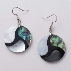 MOP237 Round Earring Natural Ocean Abalone Shell