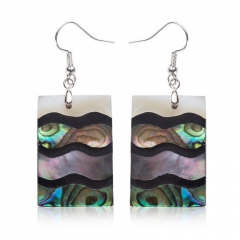 MOP238 Rectangle Earring Natural Multicolor Abalone Shell