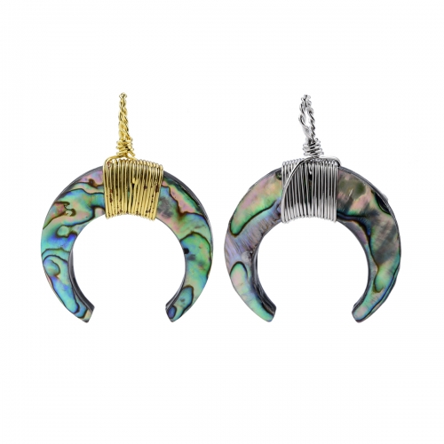 SPD205 Abalone Shell Pendant Beach Jewelry Bohemian Ocean Theme Gifts Crescert Horn Design