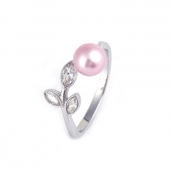 SSR248 Leaf with Three CZ Stone 925 Sterling Silver Ring Accessory DIY Pearl