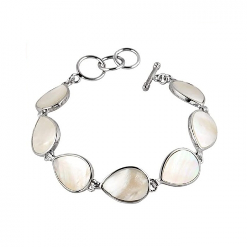 MOP108 Natural White Shell Teardrop Shape Bracelet