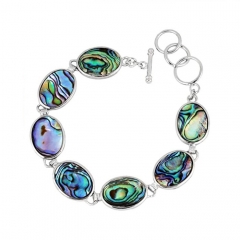 MOP101 Oval Abalone Paua Shell Jewelry Link Chain Bracelet