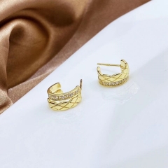 9EL07K Classic Jewelry Gold Plated Sterling 925 Silver Hoop Earrings