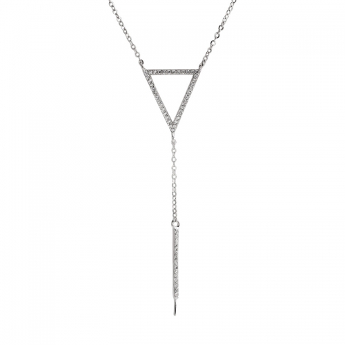 SSN147 Triangle Necklace Settings for Drop Pearl Pendant 925 Sterling Silver