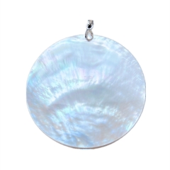 MOP308 Smooth Surface Beautiful Natural Real Shell Round Pendant White Mother of Pearl Shell