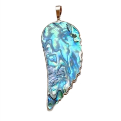 MOP338 Angel Wing Design Natural Abalone Jewelry Golden Metal Bezel Pendant