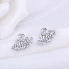 SSE287 Fan Shaped Sterling Silver S925 Freshwater Pearl Earrings Mount