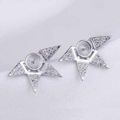 SSE284 Popular 925 Sterling Silver Settings Stud Pearl Earring for Women