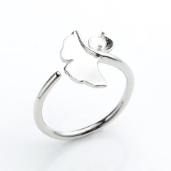 SSR123 Ginkgo Biloba Leaf Open Ring 925 Sterling Silver