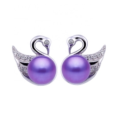SSE289 Pearl Bird Shaped Jewelry Animal Swan Pearl Earrings for Women Earring Mounting s925
