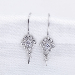 SSE298 Elegant Style Flower Pearl Hook Earrings Silver 925 Findings
