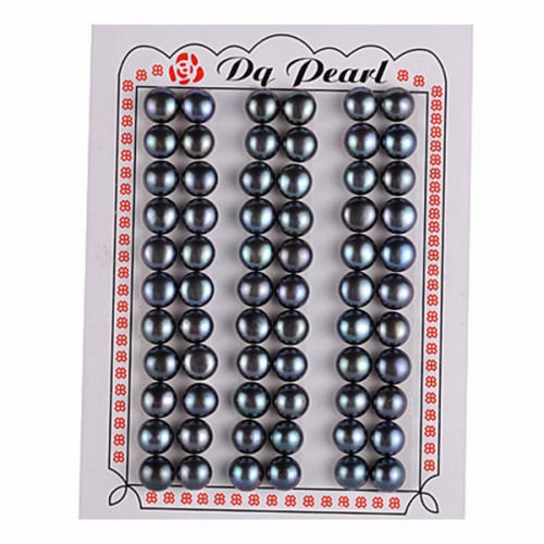 LPB39 Black Cultured Freshwater Pearl Button Shape Flat Back Half Hole Loose Pearls