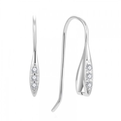 SSE302 Sterling Silver Ear Wire Drop Earring Hooks Dangle French Hooks Adorned with Zircon
