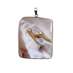 MOP184 Rectangle Blister Pearl Shell Focal Pendant Mother of Pearl