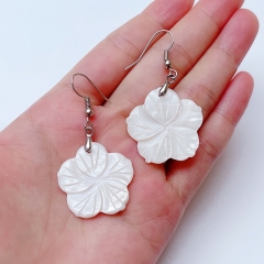 MOP362 Hook Dangle Flower Earring Genuine White Shell Jewelry for Ladies Girls