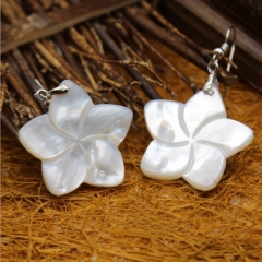 MOP363 Hawaiian Flower Jewelry Mother of Pearl Shell Plumeria Earrings