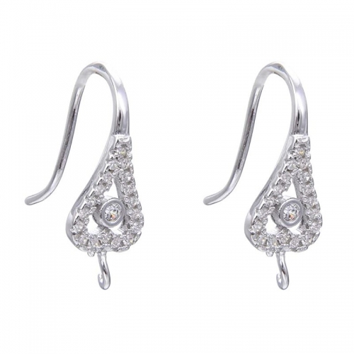 SSE318 Clear CZ Zircon Micro Setting 925 Silver Earring Hooks Jewelry Findings