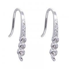 SSE314 Sterling Silver 925 Earring Hook with Zircon for Women Ear Jewelry Making