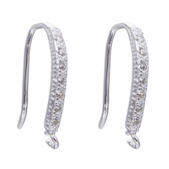 SSE313 Ear Hooks for Earrings Jewelry Making Silver 925 Sterling with Zircon