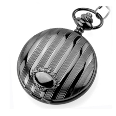 WAH246 Vintage Black Vertical Stripes Pocket Quartz Watches