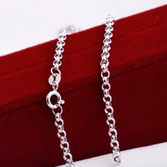 SSN230 3mm Round Rolo Cable Link Chain Necklace 925 Sterling Silver Classic Chain Fine Jewelry