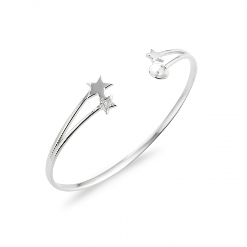 SSB40 Star 925 Sterling Silver Bangle Bracelets Semi Mount for Pearl