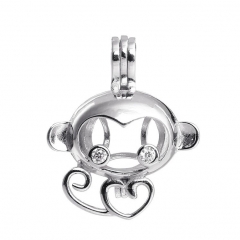 SSC60 Wishing Pearl Cage 925 Sterling Silver Gift Cute Monkey Pendant