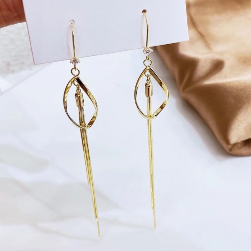 9EL17K Gold Plated Sterling Silver 925 Tassel Chain Earrings