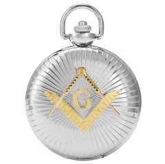WAH307 Roman Numeral Quartz Movement Freemasonry Masonic Pocket Watch