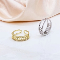 9JL05 Chain Ring Twist Ins Design Opening 925 Sterling Silver Women Jewelry