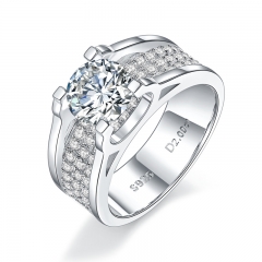 MSR2032 Luxury 1 Carat 2 Carat Moissanite Man Ring Fine Jewelry 925 Sliver Wedding Infinity Rings
