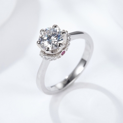 MSR1032 Silver Sterling Rings 1 Carat Moissanite Engagement Ring For Women