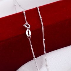 SSN225 Sterling Silver 925 Curb Link Chain Necklace with Balls 925 Silver Chain