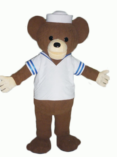 Brown Bear Mascot with Sailor Suit-Couple Bear Fancy Dress Deguise