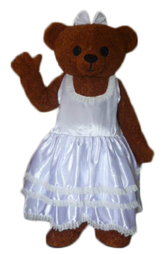 Lovely Girl Bear Mascot Costume with Wedding Dress Custom Made Animal Mascots Character Design for Festivals