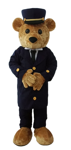 Welcome Guest Teddy Bear Costume Adult Full Mascot Outfit  Teddy Bear with Usher Suit