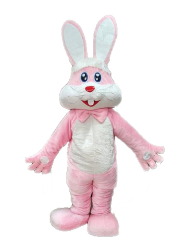 Pink and White Fur Easter Bunny Rabbit  Mascot Costume for Events, Adult Full Body Easter Bunny  Fancy Dress