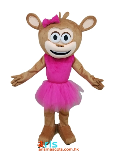 Adult Fancy Girl Monkey Mascot Costume Ballerina Monkey with Tutu Dress for Dance Stuido Stage Wear Costumes Funny Mascot Costumes For Party  Carnival