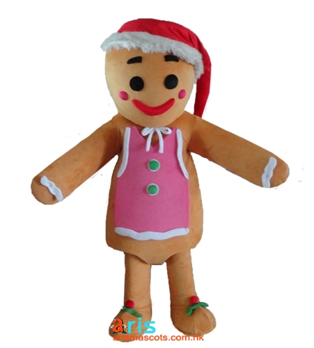 Adult Size Fancy Gingerbread Girl  Mascot Costume Christmas  Suit Outfits Custom Animal Mascots for Advertising Team Mascot Character Design
