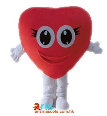 Adult Size Fancy Red Heart Mascot Costume Custom Team Mascots Sports Mascot Costume Desuisement Mascotte Character Design Company ArisMascots