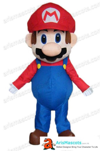 Deluxe Mascot Super Mario Bros Costume Full Body Plush Suit Adult SIze Fancy Dress for Events Carnival Costumes Parades