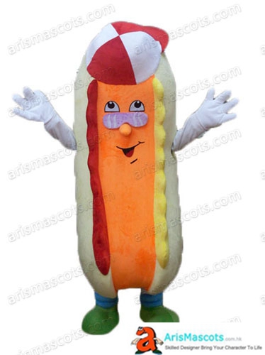 Funny Hotdog Mascot Costume Hot Dog Cosplay Suit Deguisement Mascotte Food Mascots for Sale Custom Advertising Mascots