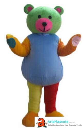 Bear Costume with Rainbow Colors, Adult Size Full Body Bear Suit Plush Mascot
