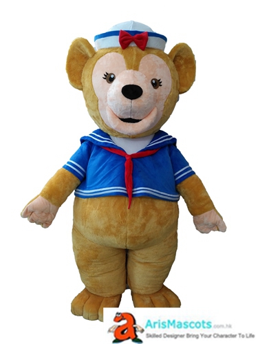 Full Mascot Costume Giant Bear Adult Suit with Sailor Hat and Dress for School Custom Made Sailor Bear Fusuit Plush Mascots